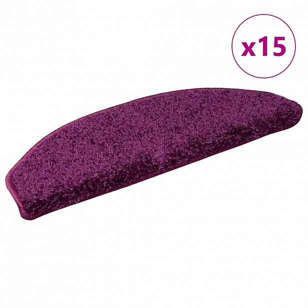 vidaXL Schodové rohože 15 ks 65 x 21 x 4 cm fialové půlkulaté velké