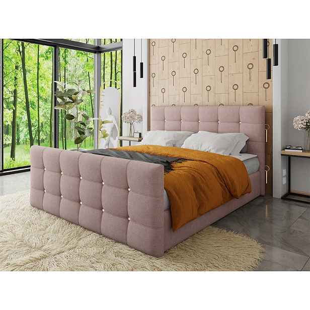 Americká manželská postel 140x200 TORNIO - růžová + topper ZDARMA