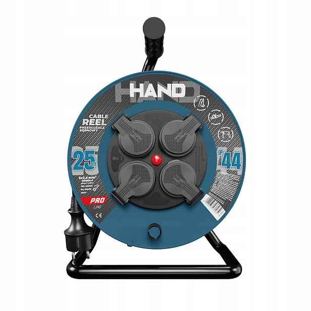 Prodlužovací Kabel bubnový Hand Pro 25 m 4x Zásuvky 230 V IP44 H05RN-F 3x2,5 mm²