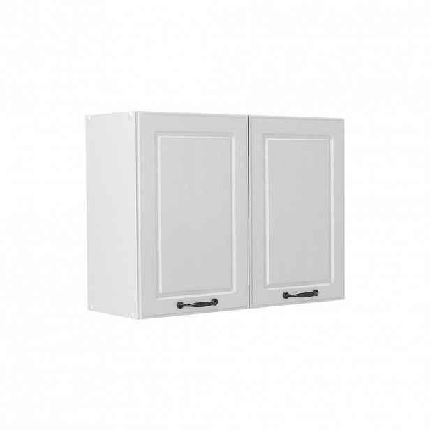Vicco SKLENĚNÁ KUCHYŇSKÁ SKŘÍŇKA R-Line, Bílý venkovský dům/Bílá, 80 cm