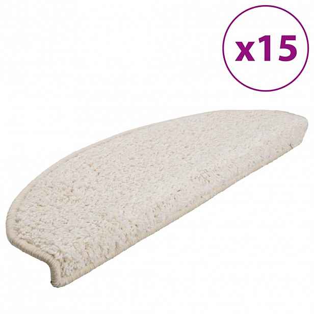 vidaXL Schodové rohože 15 ks 65 x 21 x 4 cm bílé, půlkulaté, velké