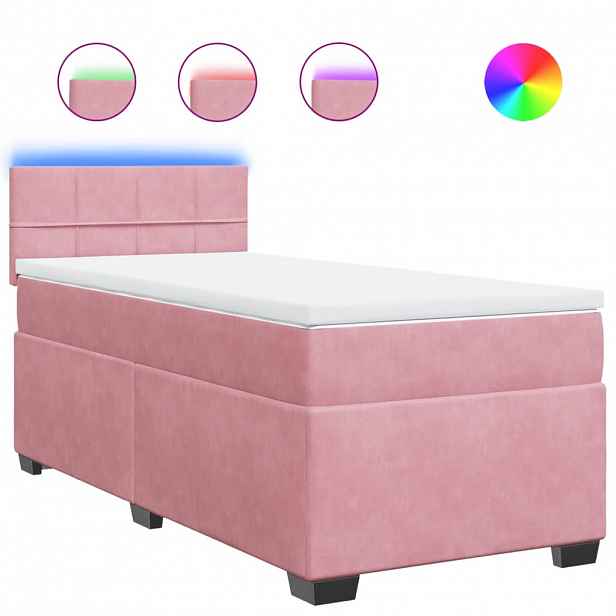 vidaXL Box spring postel s matrací růžová 80 x 200 cm samet