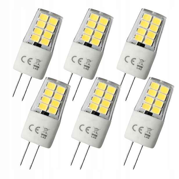 6x Led Žárovka G4 12V Ac/dc 3W Neutrální Barva 4000K 300lm