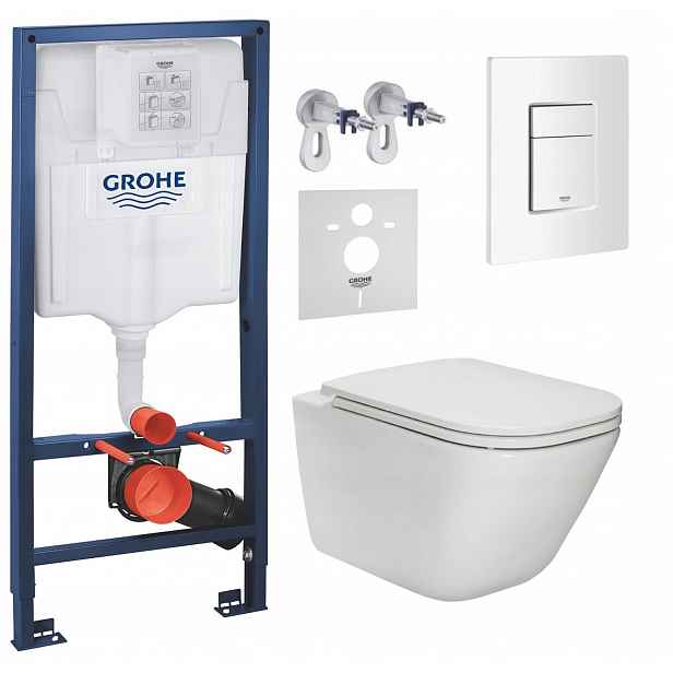 7v1 Sada Wc, Stelaz Grohe, Wc mísa Rim Roca Gap, Tlačítko Fresh Bílá