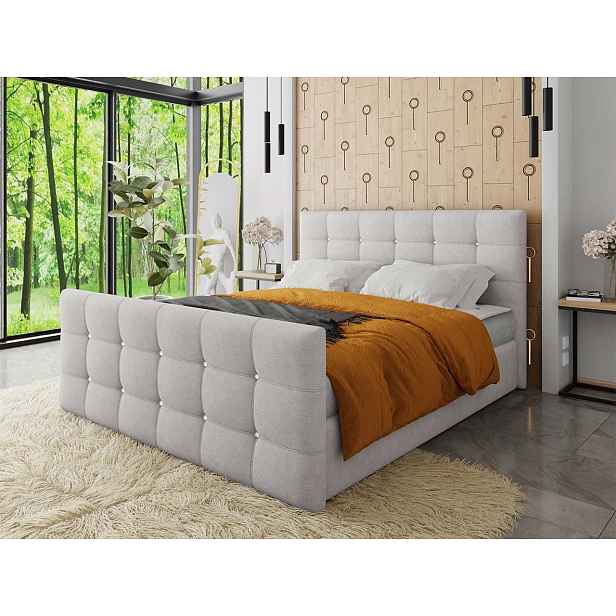 Americká manželská postel 140x200 TORNIO - světlá šedá + topper ZDARMA
