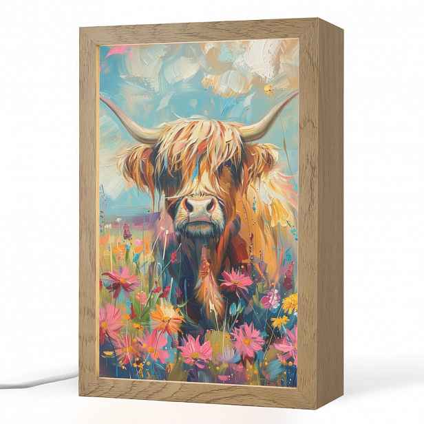 OnlyWow STOLNÍ LAMPA Skotský horal - Příroda - Barevné - Květiny 20x30 cm