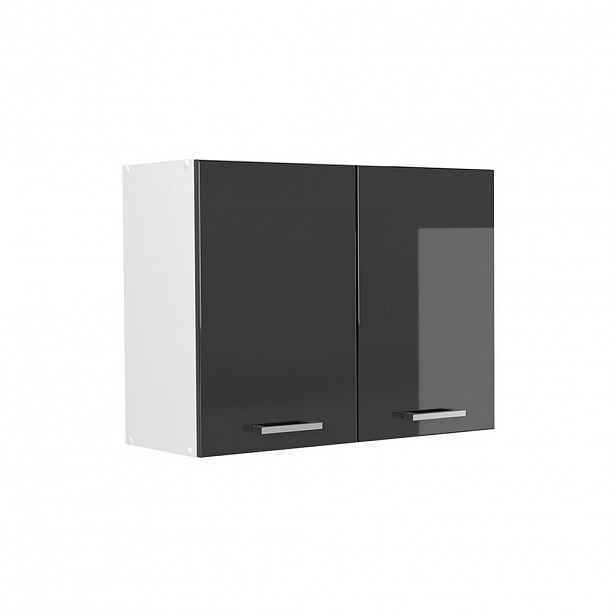 Vicco SKLENĚNÁ KUCHYŇSKÁ SKŘÍŇKA R-Line, Antracitový vysoký lesk/Bílá, 80 cm