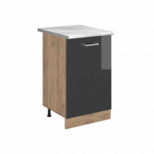 Vicco SPODNÍ SKŘÍŇKA KUCHYŇSKÉ LINKY R-Line, Antracitový vysoký lesk/Zlatý mocný dub, 50 cm pracovná doska Mramor
