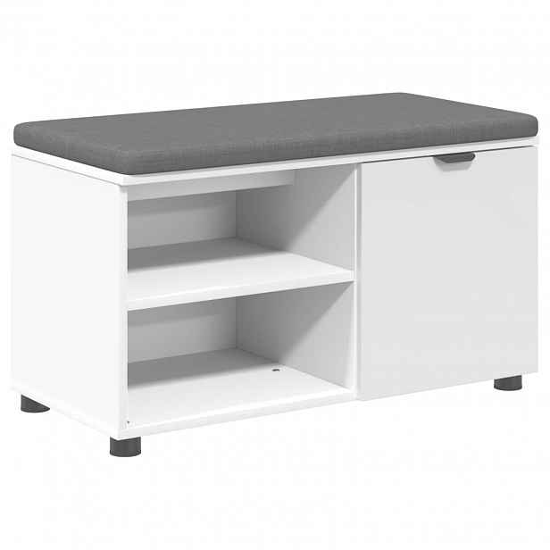 vidaXL Chodbičková lavice s polštářem s policí Bílý 80 x 38 x 46 cm