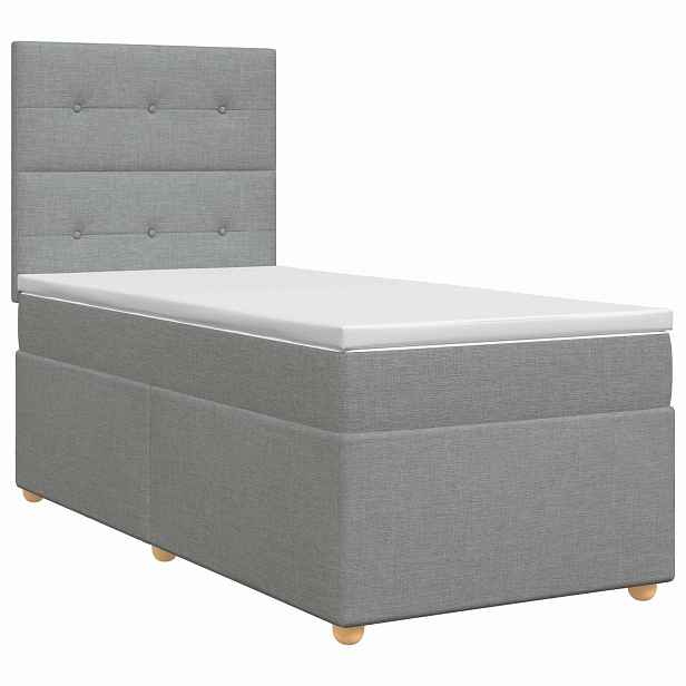 vidaXL Postel boxspring s matrací Světle šedá 100 x 200 cm Textil