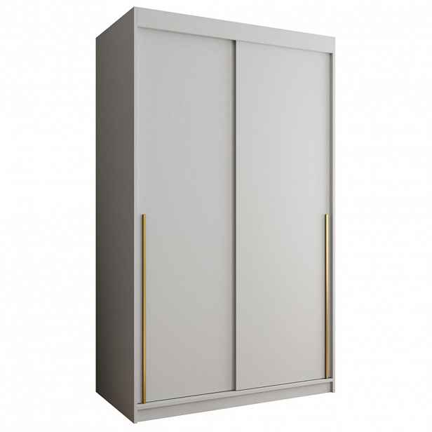 Home Collective ŠATNÍ SKŘÍŇ S POSUVNÝMI DVEŘMI 120 cm šířka, bílá se zlatým úchytem