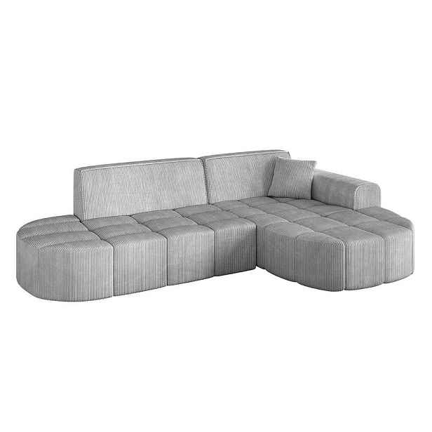 ALTDECOR ROHOVÁ SEDAČKA s otomanem, pravá LIVO-L1 252x173x79,5 Šedá Manšestr