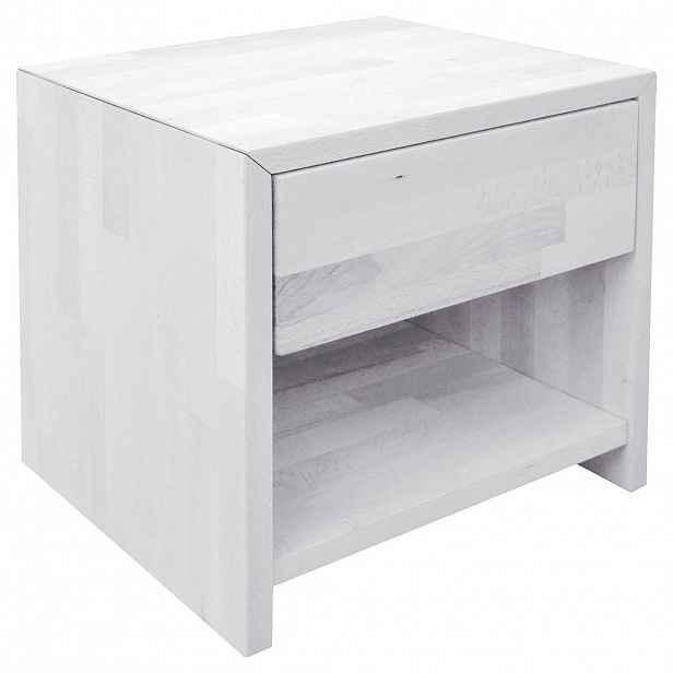 Carryhome NOČNÍ STOLEK, buk, bílá, 45/45/35 cm