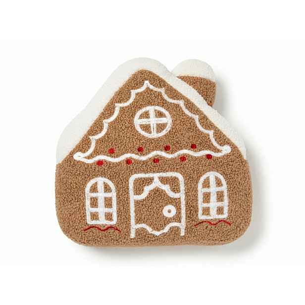 Dekorační polštářek GINGERBREAD HOUSE 40x40 cm, hnědý