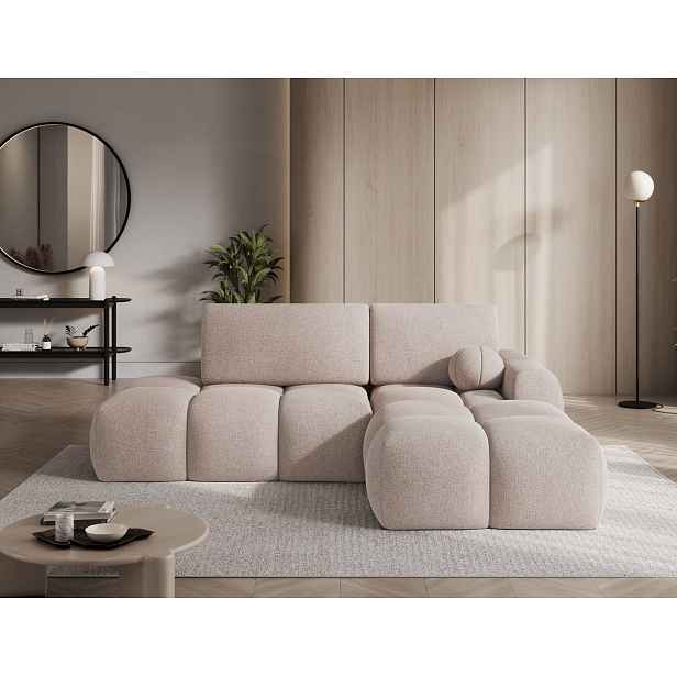Designová rohová sedací souprava NIMUE - béžová, pravý roh