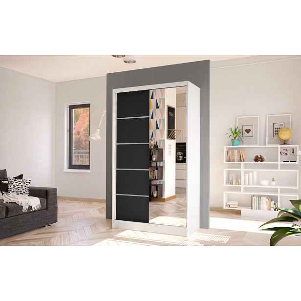 Elegantní šatní skříň ARINI 3 - šířka 100 cm, bílá / černá