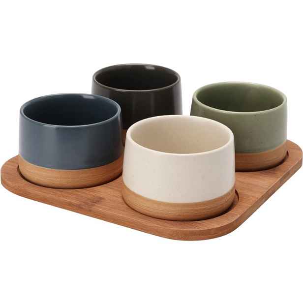 EXCELLENT HOUSEWARE Sada misek na pochutiny servírovací s prkénkem 4 ks KO-210001090