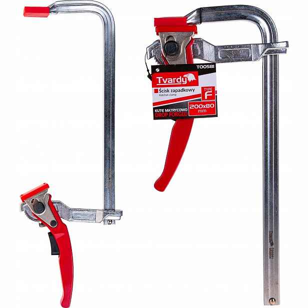 Kovaná západková svěrka F 200×80 mm 500 kg chrom Tvardy T00581