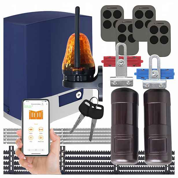 Pohon pro posuvnou bránu DP1000 1000 kg Led WiFi lampa 4x dálkové ovládání 5x lišta