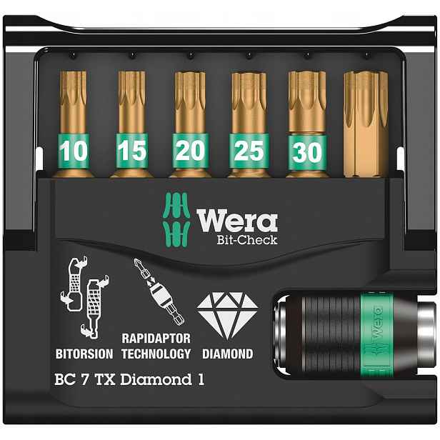 Sada bitů Wera Bit-Check 7 7 dílů 25 mm