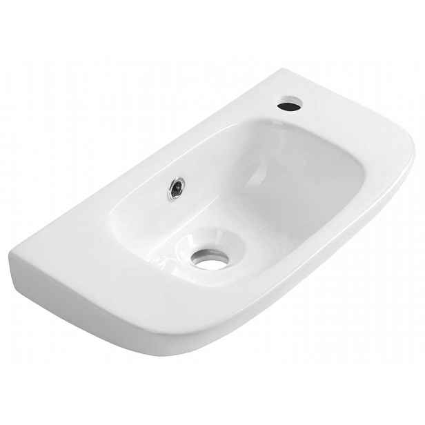 Aqualine Kia - Umývátko 49x25 cm, s přepadem, otvor pro baterii, bílá NP405