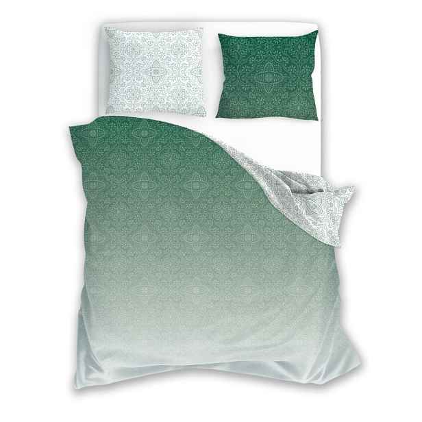 Faro Bavlněné saténové povlečení Milagro Verde 023 140x200 cm + 70x90 cm zelené/bílé
