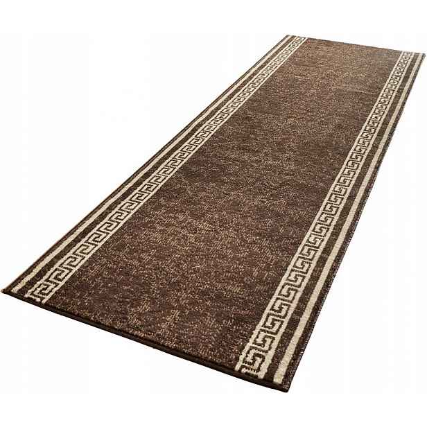 Koberec Běhoun 80x250 cm, tradiční vzor do předsíně, krémová hnědá barva