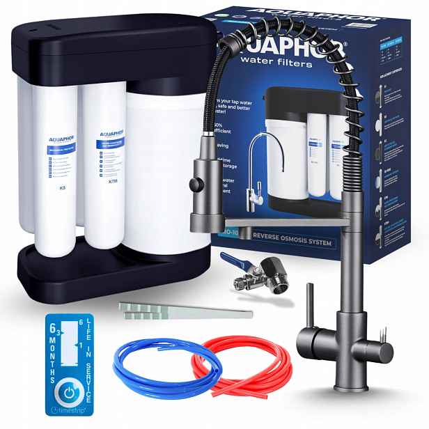 Kuchyňská Baterie S Vytahovací Sprškou Grafit Filtr Na Vodu Aquaphor Morion
