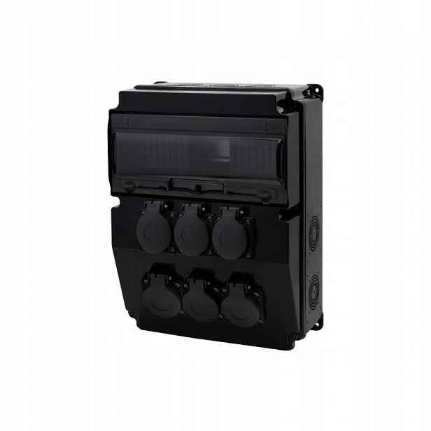 Rozvaděč černý Caja 12M Scenic – zásuvky 6x230V F3.2691