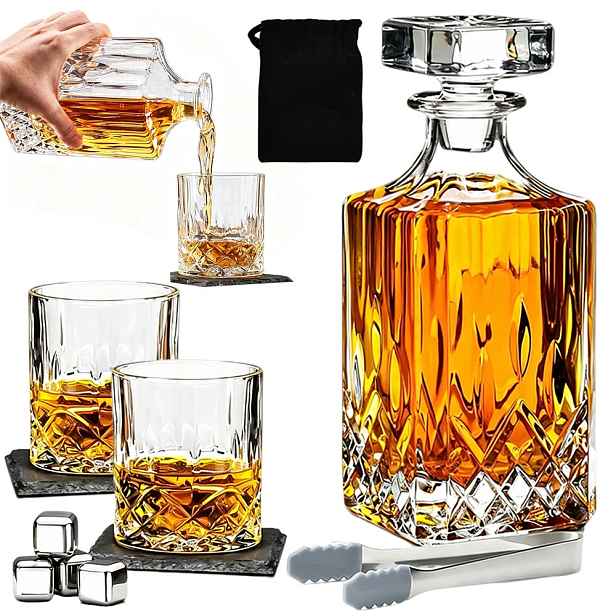 Karafa Se Skleněným Korkem Elegantní Na Whisky Jako Dárek Bimber Brandy