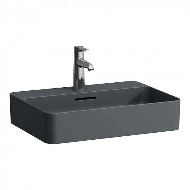 Laufen VAL - Umyvadlo, 55x40 cm, s přepadem, otvor pro baterii, grafit H8122847581041