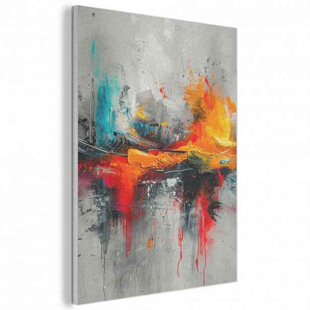 MuchoWow AKUSTICKÝ obraz Moderní umění - Oranžová - Šedá - Abstraktní 60x80 cm