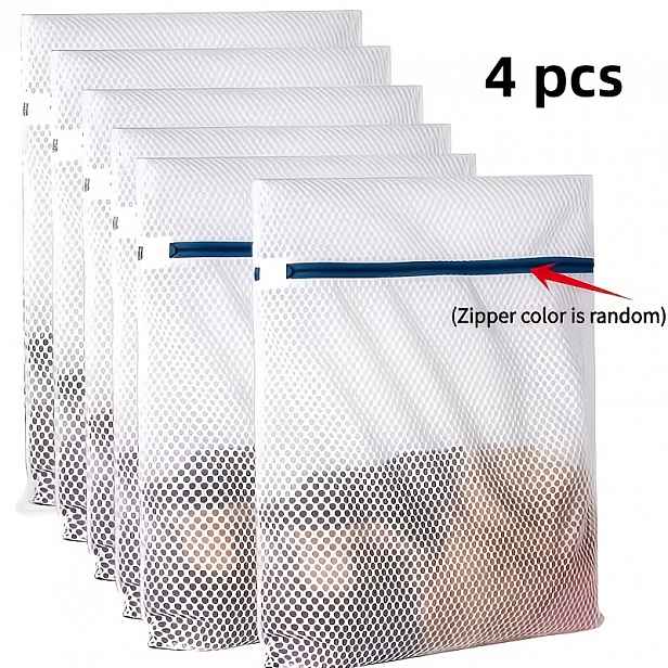 TEMU 4ks 7,87" x 11,42" hrubé síťované prací sáčky, prodyšný síťovaný design snižuje zachycení a deformaci při použití v pračce, vhodné pro jemné
