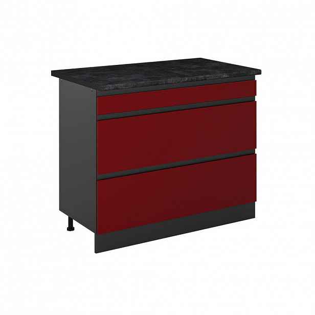 Vicco SPODNÍ SKŘÍŇKA KUCHYŇSKÉ LINKY R-Line, Červená/Antracit, 100 cm pracovná doska antracitová