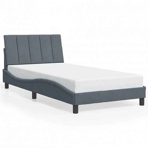 vidaXL Rám postele bez matrace Hanko tmavě šedá 100 x 200 cm samet