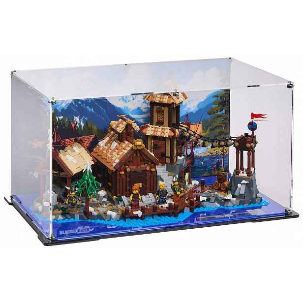 Vitrína s pozadím Blacked Brick pro Lego 21343 Ideas – Vikingská vesnice