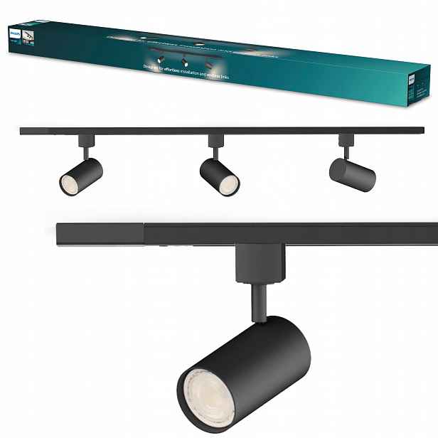 Sada kolejnic 1 m 3x reflektorová lampa GU10 EasyLink Zilo Philips