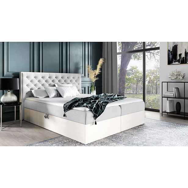 Manželská postel 200x220 CHANTELLE 3 - nordic teak / světle šedá 1 + topper ZDARMA