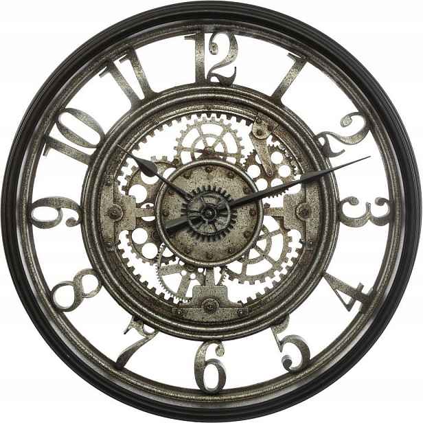 Nástěnné hodiny Velké ve stylu Loft černá šedá tichý mechanismus do obývacího pokoje 51 cm