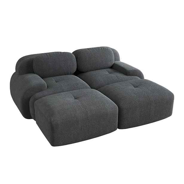 WISHDOR 2MÍSTNÁ POHOVKA Manšestr Šedá, bez rámu s konstrukcí na podlaze