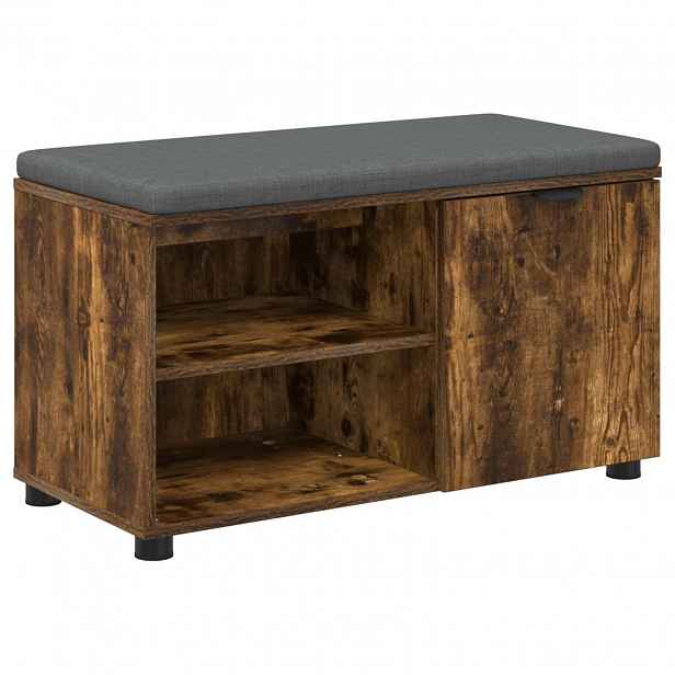 vidaXL Chodbičková lavice s polštářem Uzený Dub 80 x 38 x 46 cm