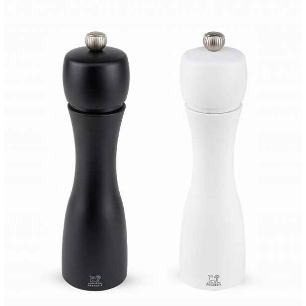 Sada mlýnků Peugeot na sůl a pepř, dřevěný, bílý, černý, 20 cm