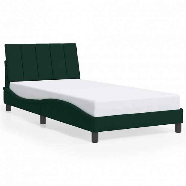 vidaXL Rám postele bez matrace Hanko tmavě zelená 100 x 200 cm samet