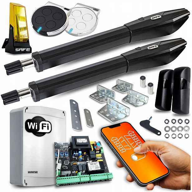 Set Pohon pro Dvoukřídlovou bránu 9 m Lampa automat Wifi Tuya koncovky