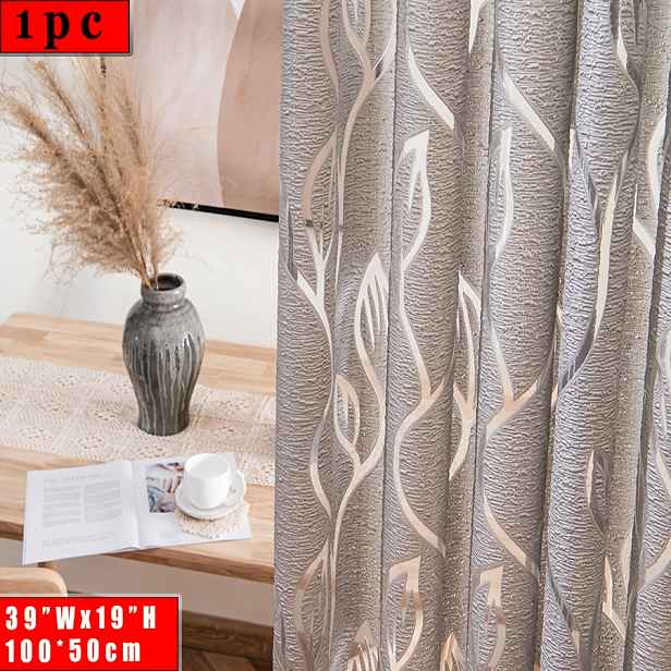 TEMU Světle Šedá Moderní Listová Jacquardová Průsvitná Závěs - Snadné Zavěšení, Lehký Polyester, Kapsou na Tyč pro Dekoraci Ložnice, Obývacího Pokoje
