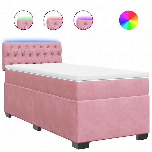 vidaXL Box spring postel s matrací růžová 80 x 200 cm samet