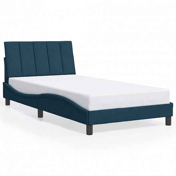 vidaXL Rám postele bez matrace Hanko modrý 100 x 200 cm samet