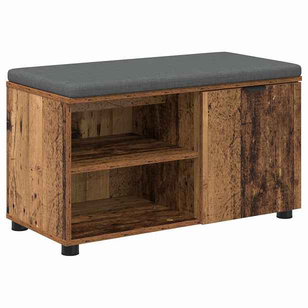 vidaXL Chodbičková lavice s polštářem Staré dřevo 80 x 38 x 46 cm