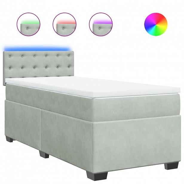 vidaXL Box spring postel s matrací světle šedá 80 x 200 cm samet