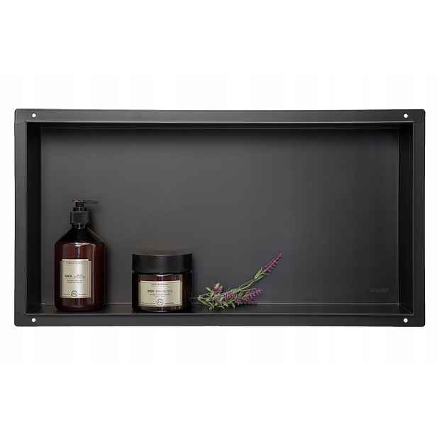 Bezrámečková Polička 60x30x10 cm Černá Wall-box No Rim Balneo